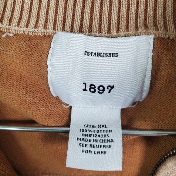 1897 Men’s Quarter Zip Sz XXL Tan Pullover Knit Sweater Long Sleeve Ribbed Top - Picture 4 of 8
